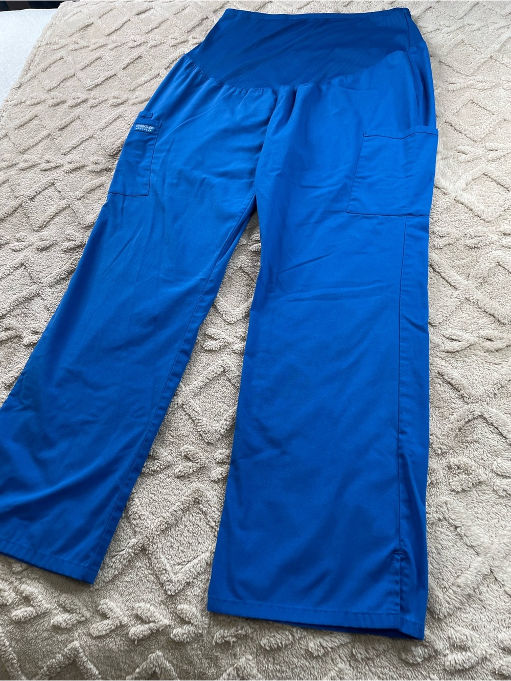 Cherokee Maternity Straight Leg Scrub Pants in Royal Blue.‎ Sz Large ~ medical